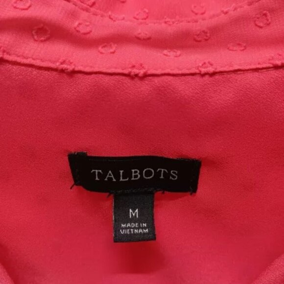 Talbots Ladies Salmon Pink Raised Polka Dot Sheer Lined Blouse Button Up Size M - Picture 4 of 8